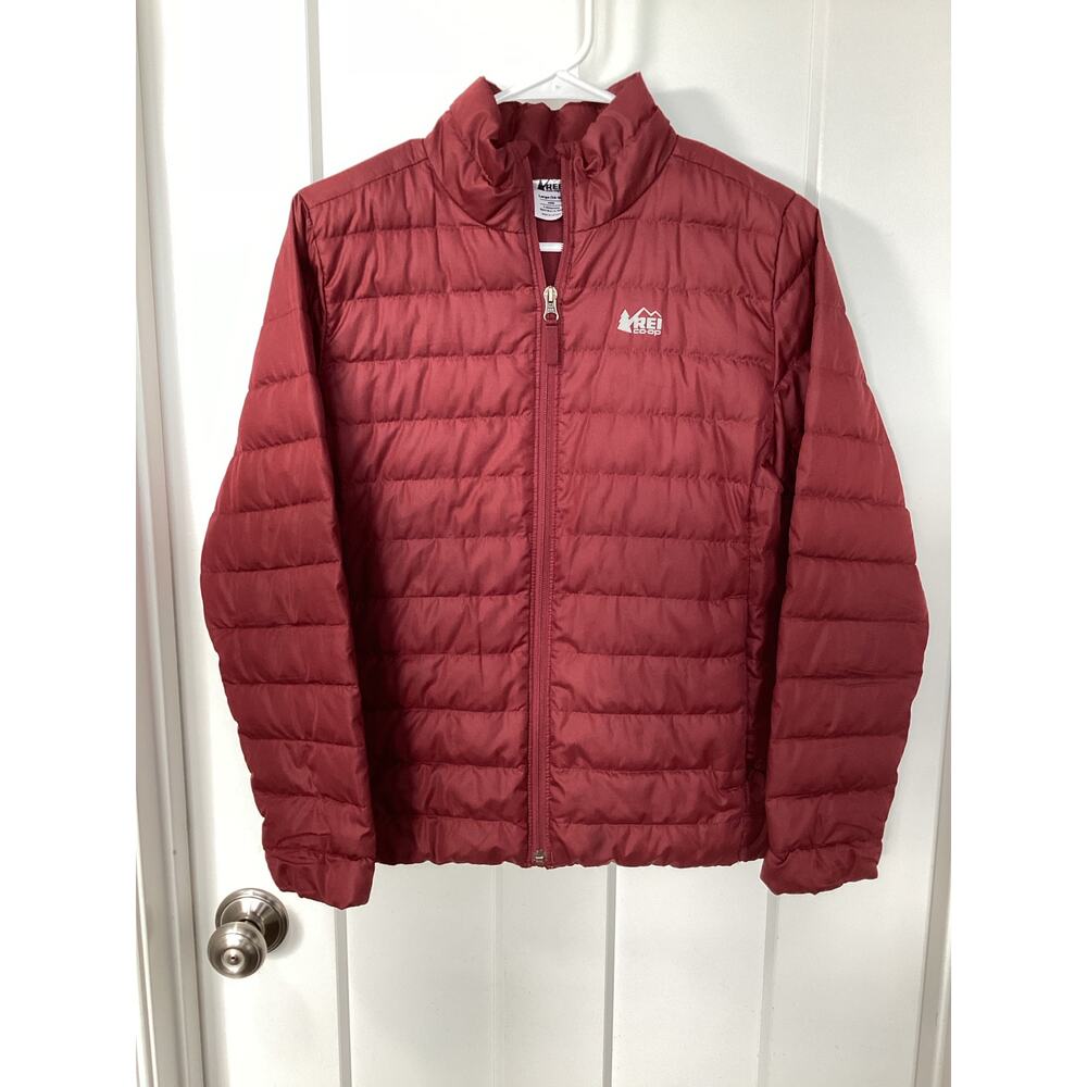 REI Co-Op Kids Full Zip Quilted‎ Down Puffer Jacket Burgundy Size Large 14-16